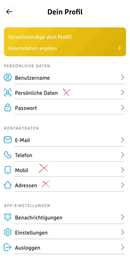 Simplr-Profil mit persönlichen Daten und Kontaktdaten
